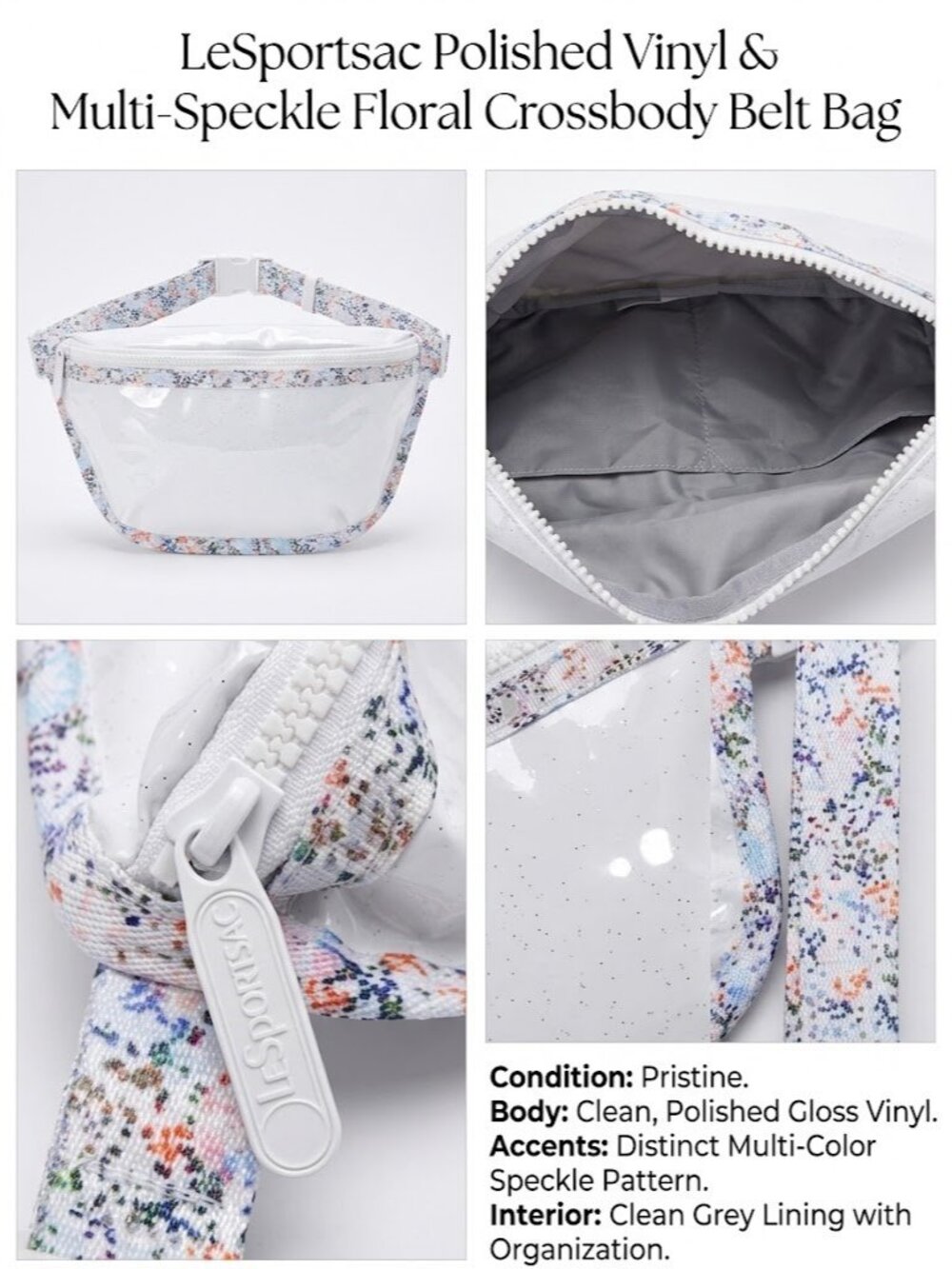 Lesportsac White Glitter Splash Crossbody Belt Bag